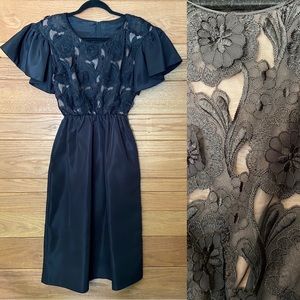 Vintage Miss Elliette 80s floral ruffle sleeve dress